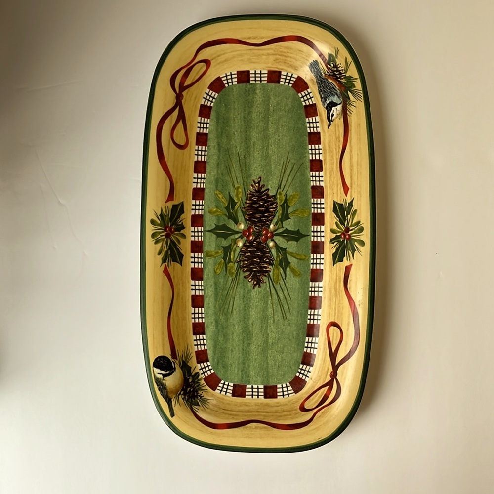Lenox Winter Greetings Appetizer Serving Platter Hors d’Oeuvres Tray Cath Birds